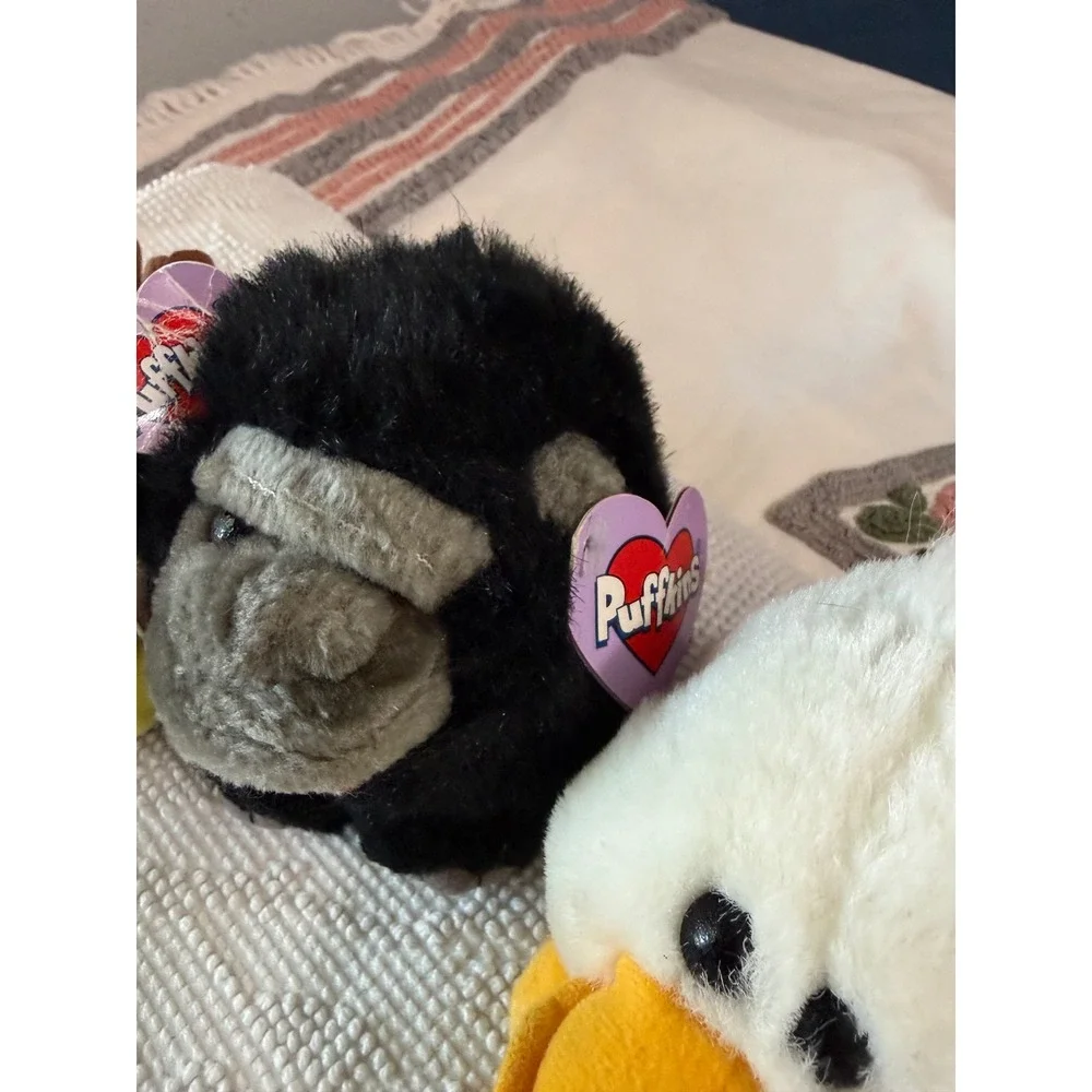 Vintage Swibco Puffkins Plush Lot Turkey Gorilla Duck Bean Bag Toys NWT